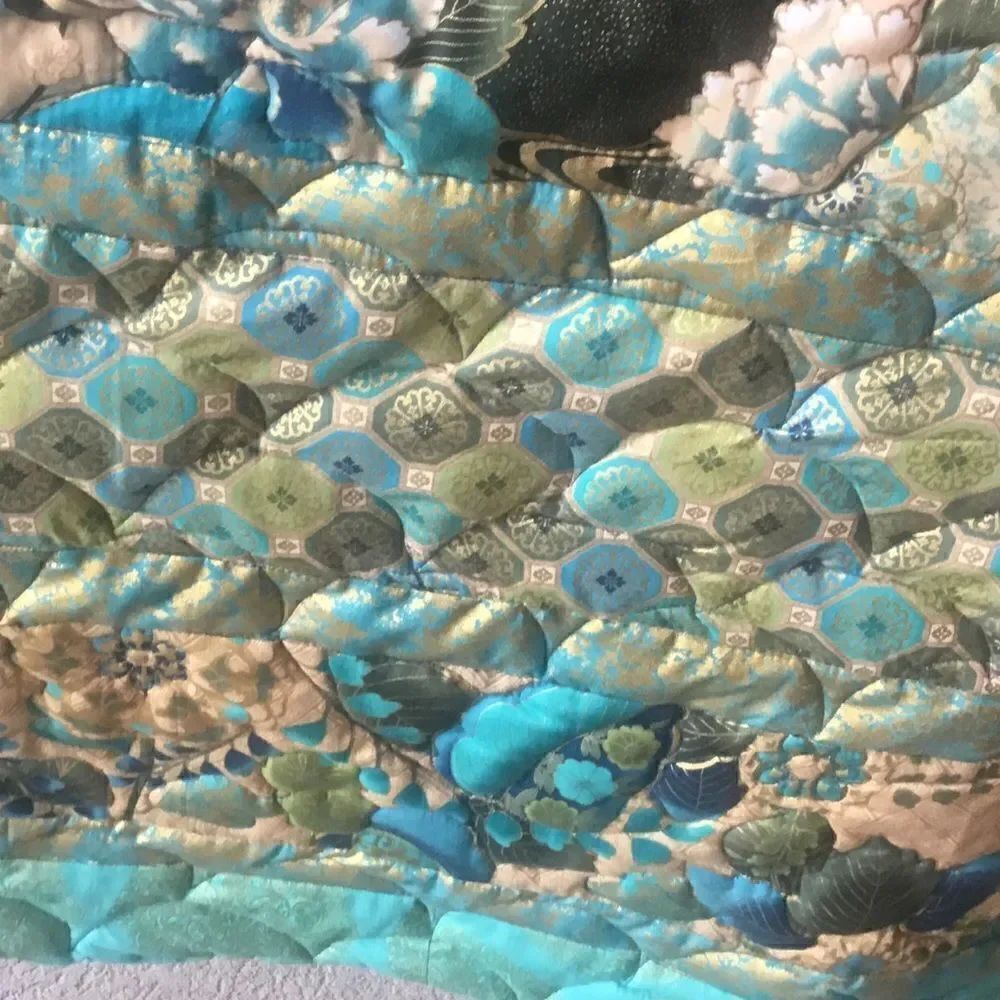 Hand Crafted Turquoise & Gold Quilt - Picture 10 of 16